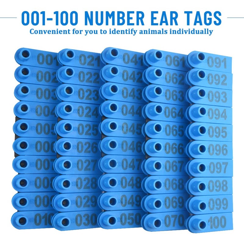WMYCONGCONG Goat Sheep Pig Ear Tag Plastic Livestock Ear Tags, 1-100 Number, Blue - Image 5